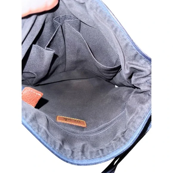 The Sak Crossbody Navy Blue Crochet Tassel Charm Zipper Pocket Bag Purse - Picture 11 of 12